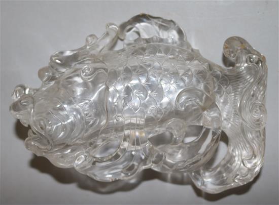 A Chinese rock crystal fish-dragon vase, 19th/20th century, 12.5cm